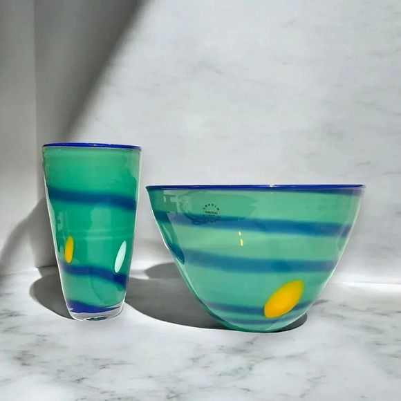 Soholm Dannark Kunstglas Decorative Art Glass Bowl and Vase - Picture 2 of 6